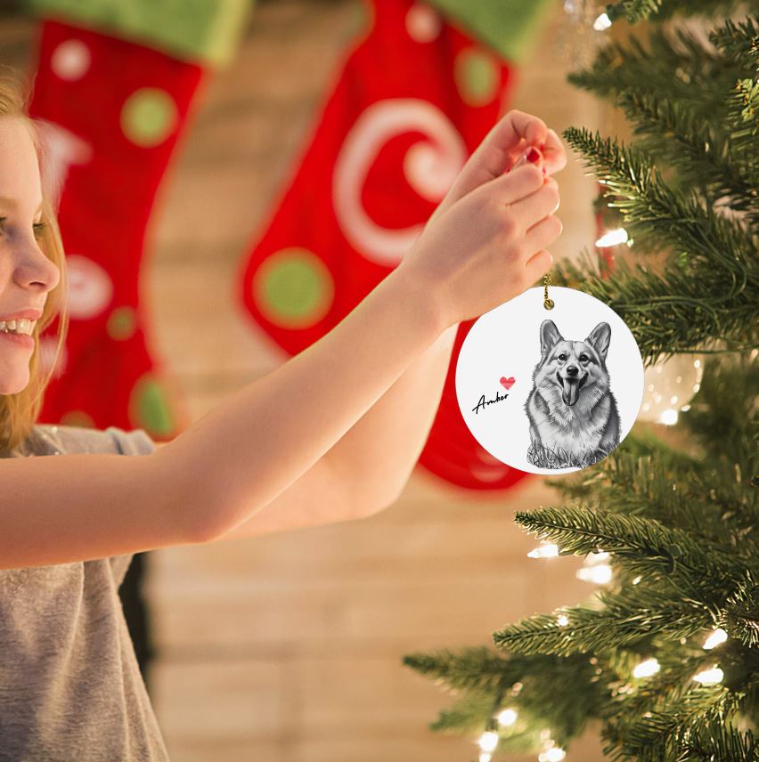 Custom Pet Photo Double Sided Ceramic Christmas Ornament