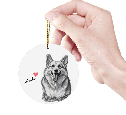 Custom Pet Photo Double Sided Ceramic Christmas Ornament