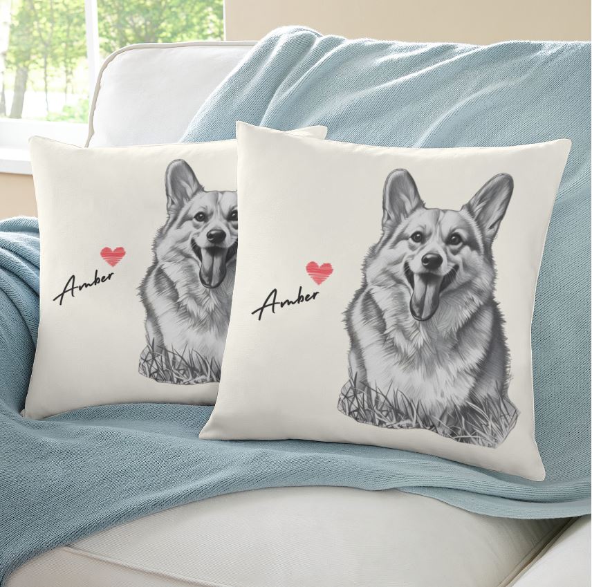 Custom Pet Portrait Pillow Cushion Cover
