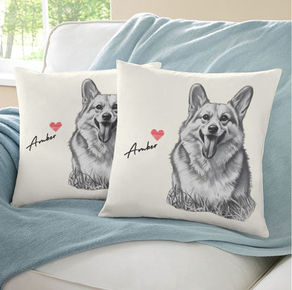 Custom Pet Portrait Pillow Cushion Cover