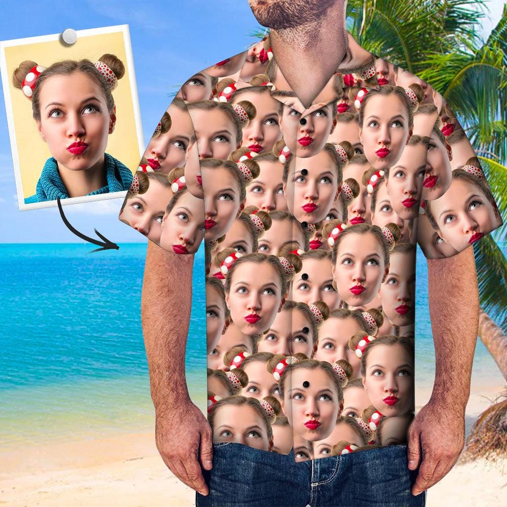 custom photo hawaiian shirt face all over