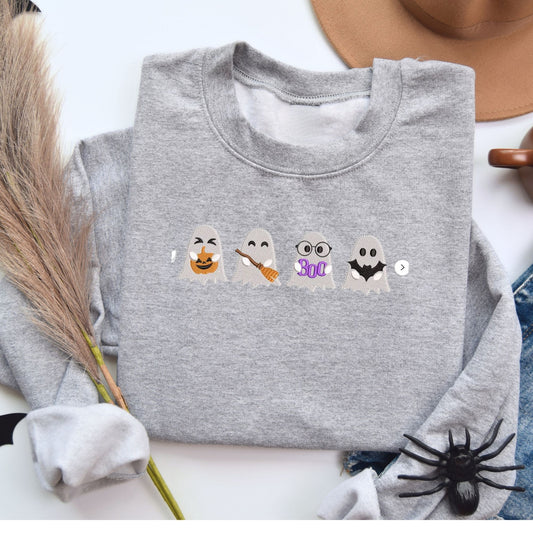 cute ghosts embroidered sweater