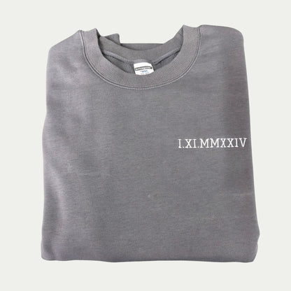 Custom Roman Numeral Hoodie, Date Embroidered Sweatshirt, Anniversary Gift for Couples