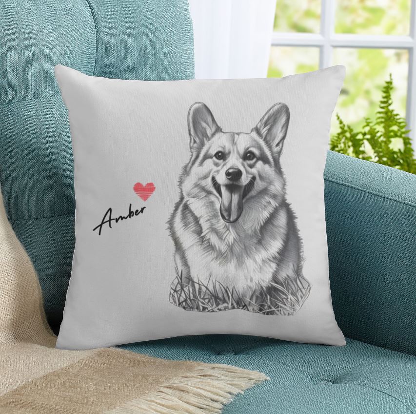 Custom Pet Portrait Pillow Cushion Cover