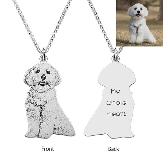 Custom Engraved Pet Necklace 925 Sterling Silver 