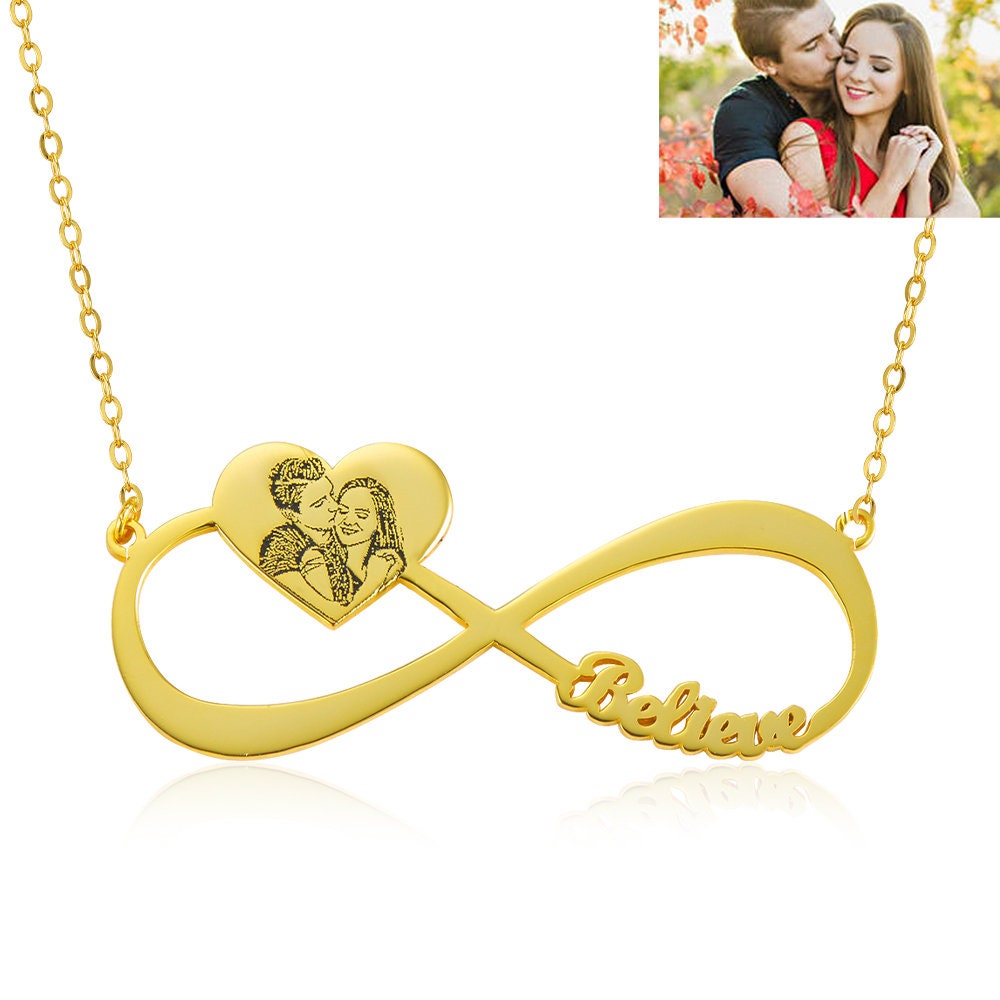 custom photo name heart necklace