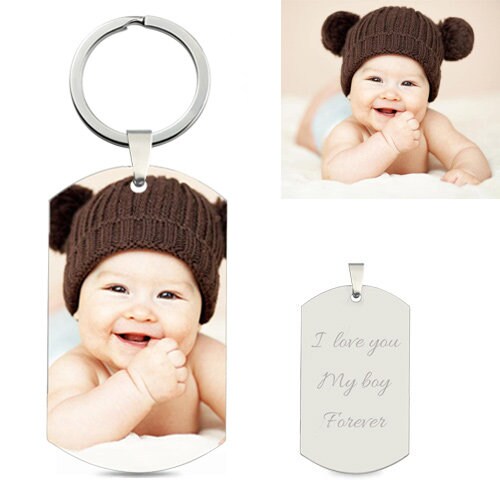 Personalized Stainless Steel Pendant Baby Photo Keychain