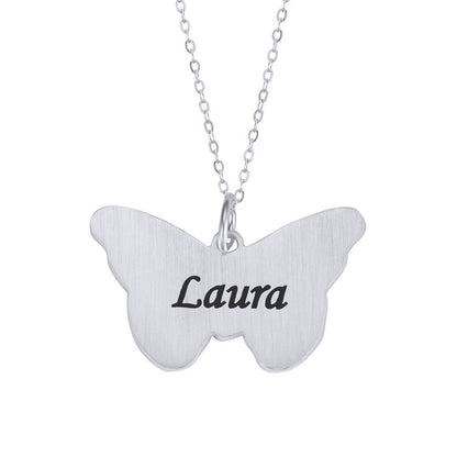 custom butterfly name engraved necklace