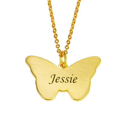 custom butterfly name engraved necklace