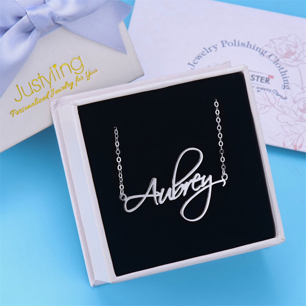 Custom Handwriting Name Necklace 925 Sterling Silver 