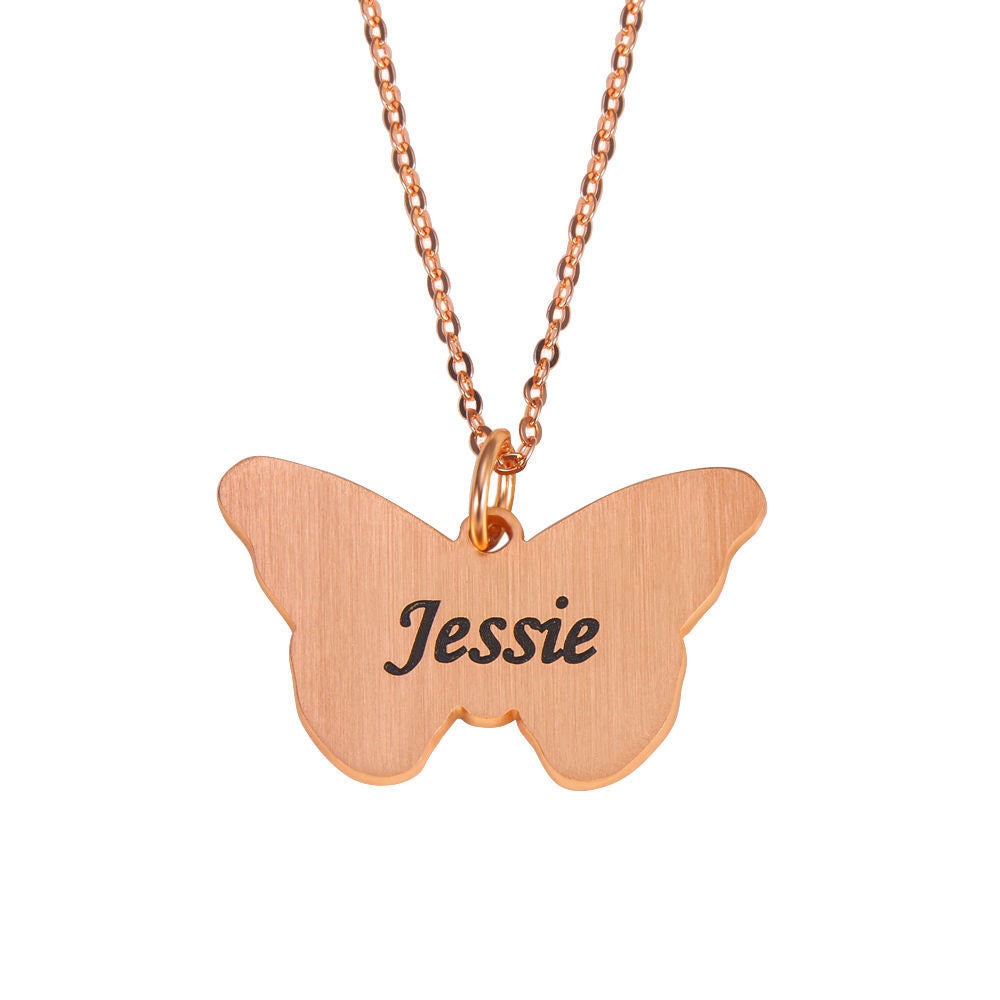 custom butterfly name engraved necklace