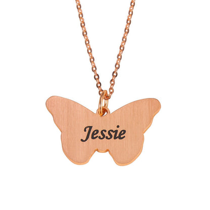 custom butterfly name engraved necklace