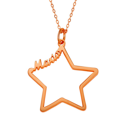 Custom Name on Star 925 Sterling Silver Necklace