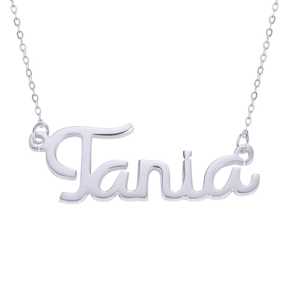 Custom Handwriting Name Necklace with Birthstone in 925 Sterling Silver