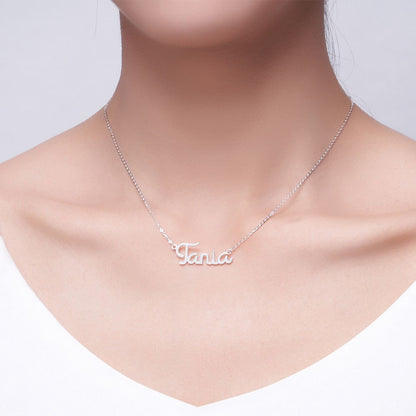 Custom Handwriting Name Necklace with Birthstone in 925 Sterling Silver