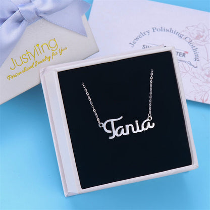 Custom Handwriting Name Necklace with Birthstone in 925 Sterling Silver