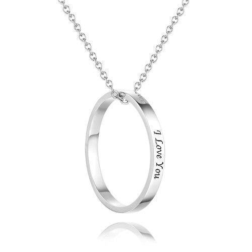 Custom Engraved Text on Ring with Birthstone Necklace 925 Sterling Silver 