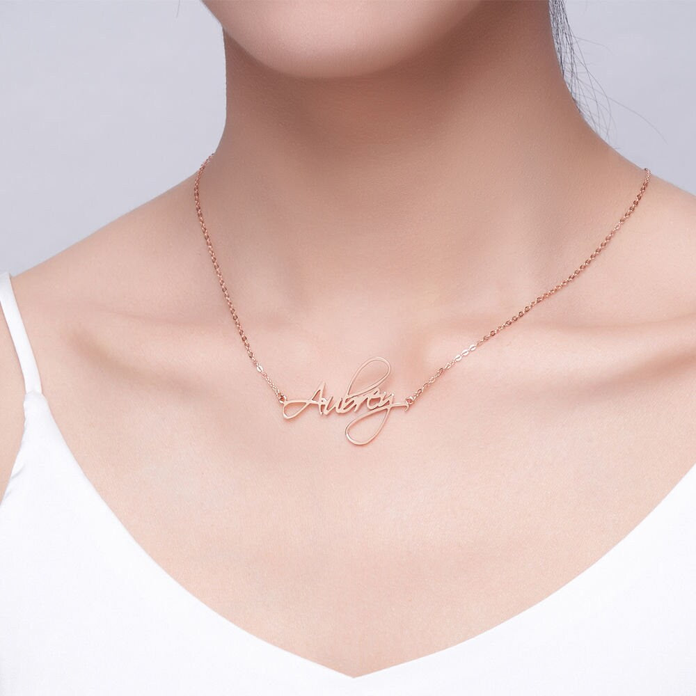 Custom Handwriting Name Necklace 925 Sterling Silver 