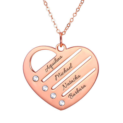 custom heart names necklace birthstone