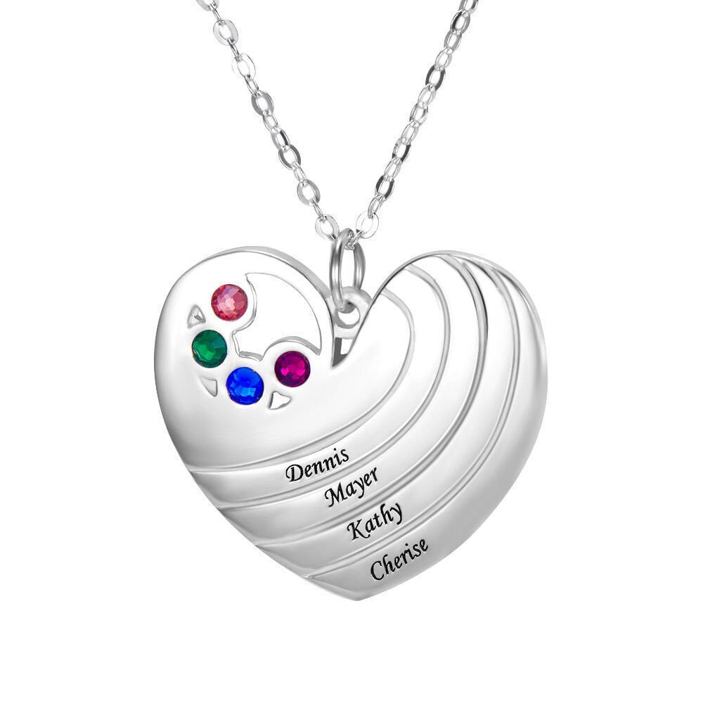 custom family names heart necklace