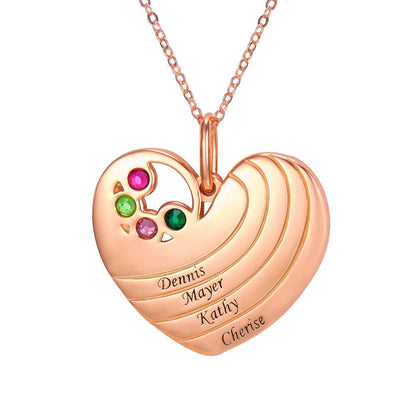 custom family names heart necklace