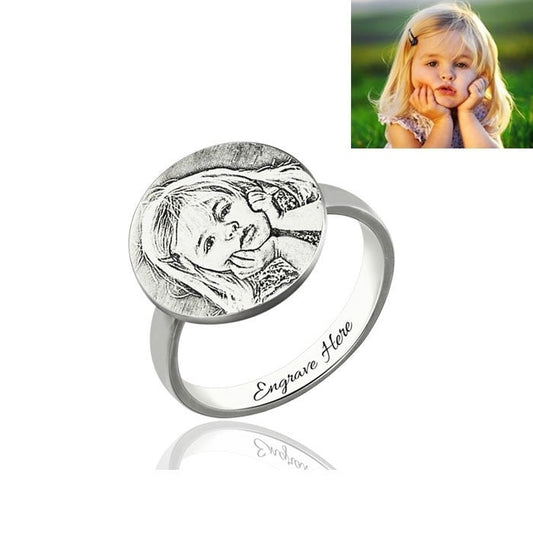 custom photo silver ring