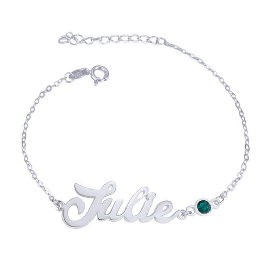 custom name bracelet with birthstone