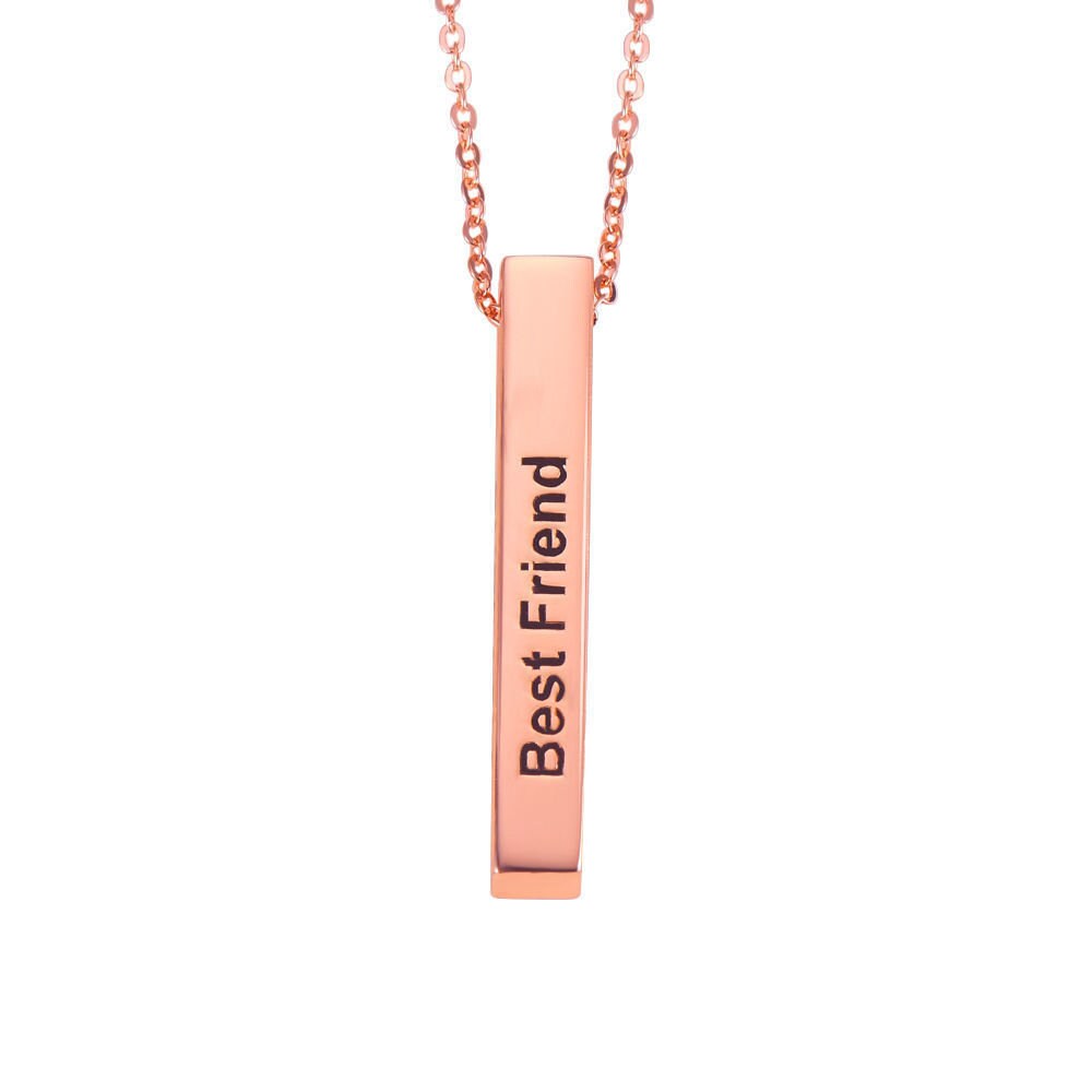 Custom Engraved Name Bar Nekclace 925 Sterling Silver