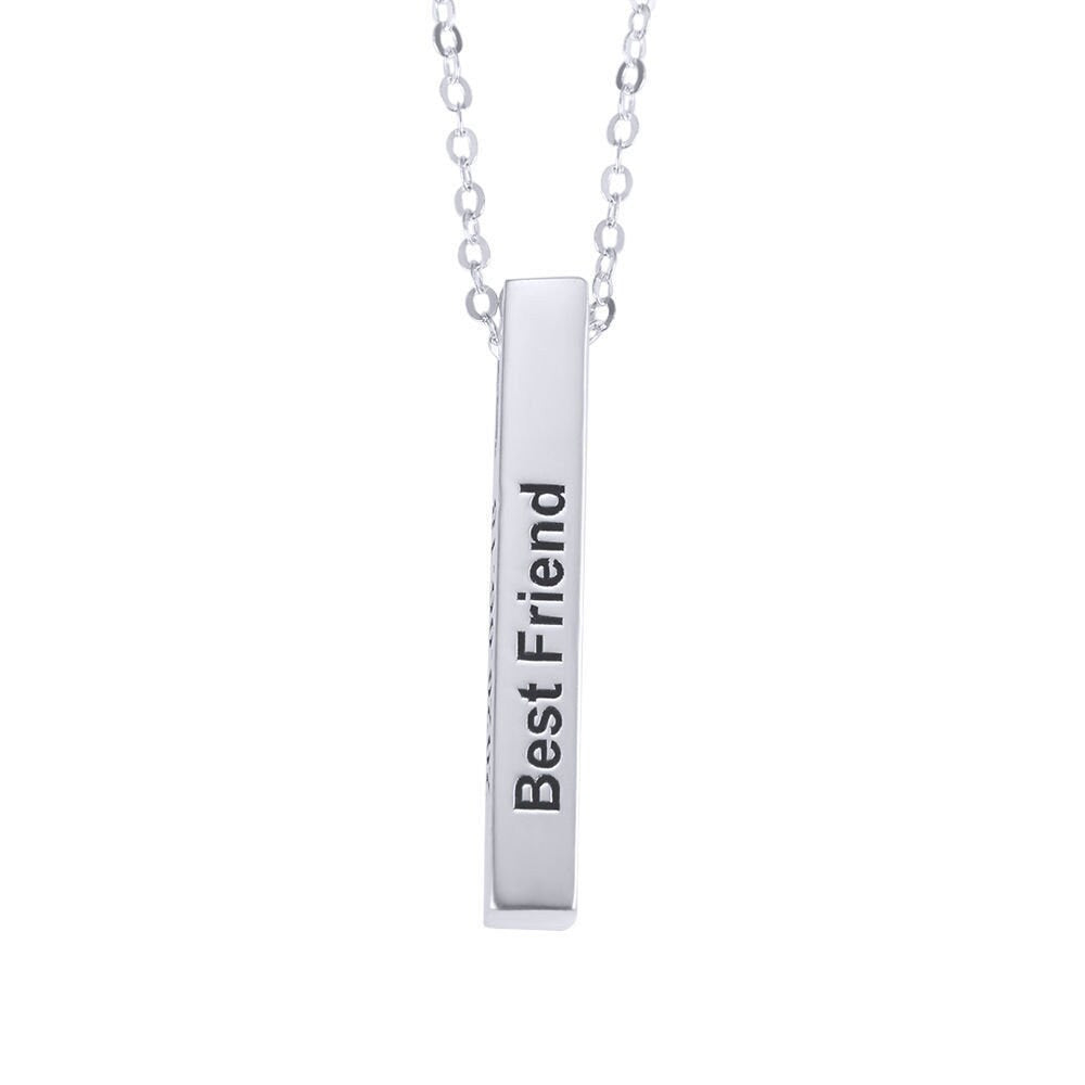 Custom Engraved Name Bar Nekclace 925 Sterling Silver