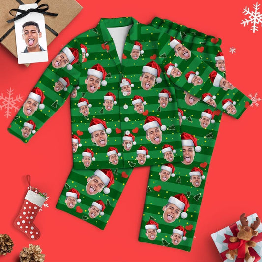 custom santa face photo pajama set