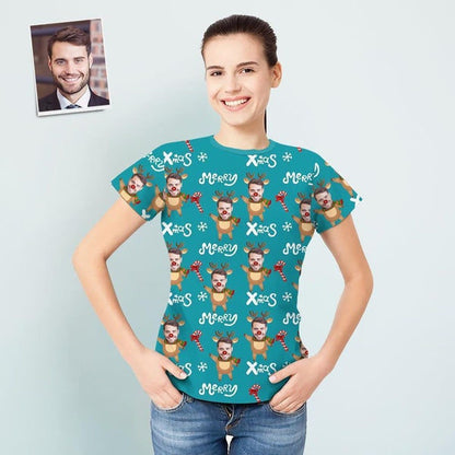 custom Photo Santa Face Tshirt