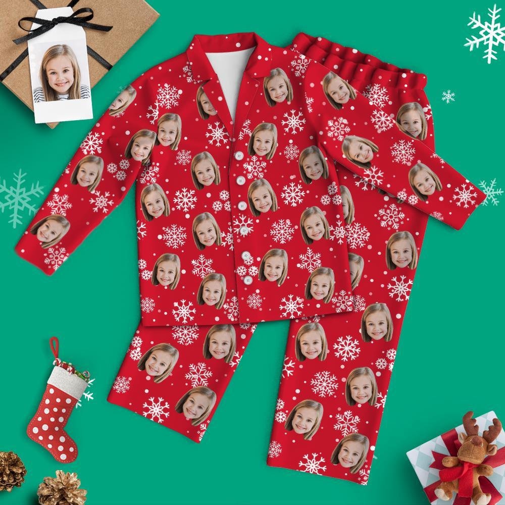 Custom Christmas Red Photo Face Pajama Set