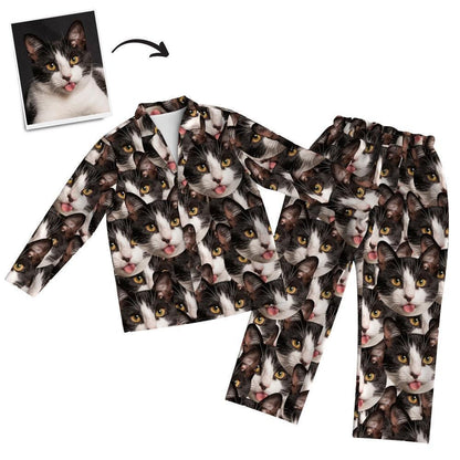 Custom Pet Photo Face Long Sleeve Pajama Set