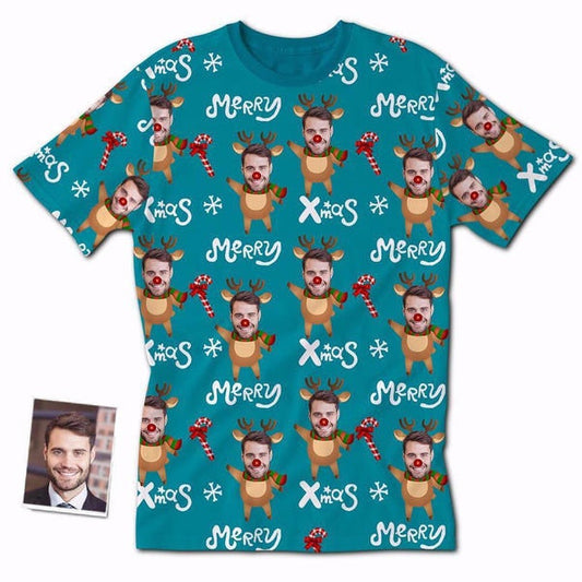 custom Photo Santa Face Tshirt