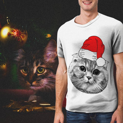 custom pet photo face santa hat tshirt