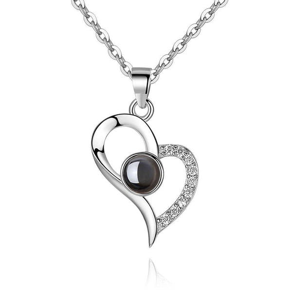 Custom Photo Projection Heart Necklace 925 Sterling Silver