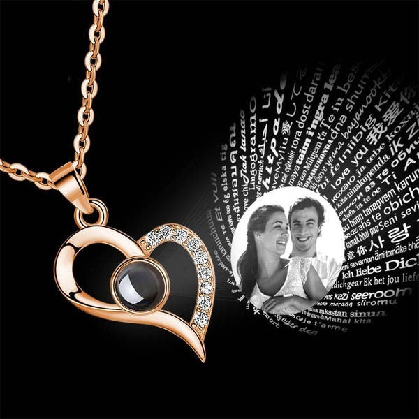 Custom Photo Projection Heart Necklace 925 Sterling Silver