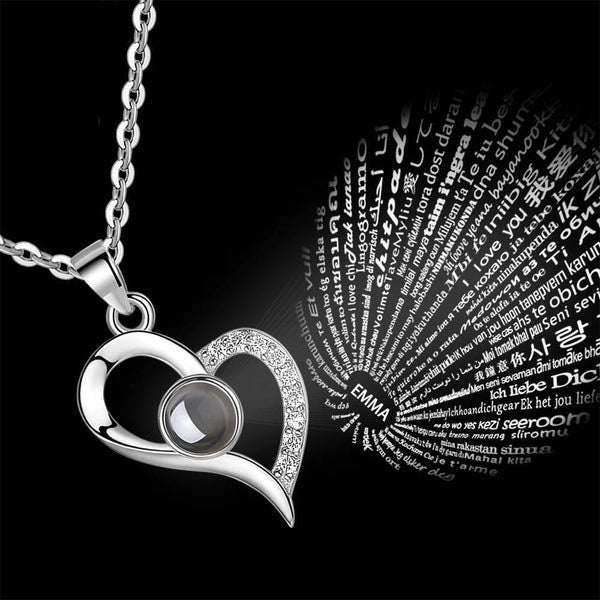 Custom Photo Projection Heart Necklace 925 Sterling Silver