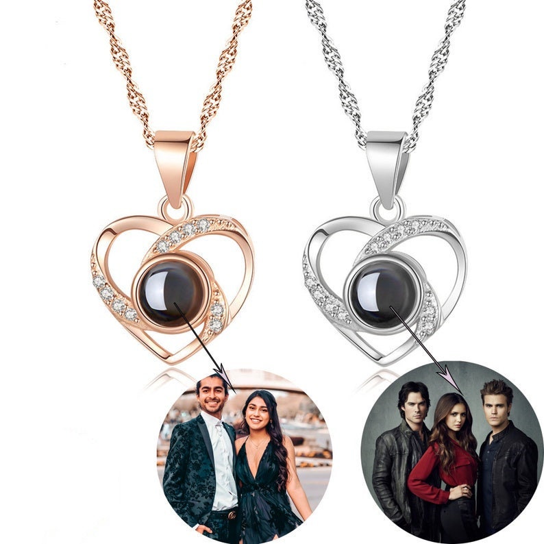 Custom Photo Projection Heart Love Necklace 