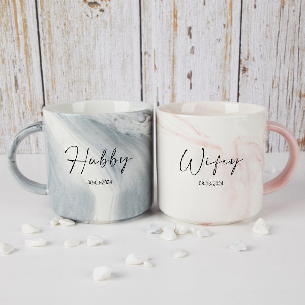 custom couple mug hubby wifey