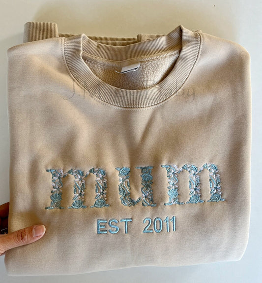 custom embroidered mum sweater