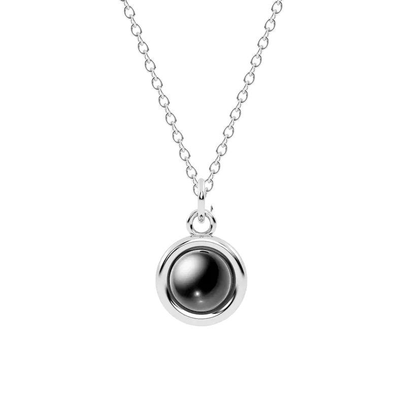 Custom Classic Little Ball Photo Projection 925 Silver Necklace 