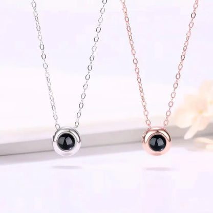 Custom Classic Little Ball Photo Projection 925 Silver Necklace 