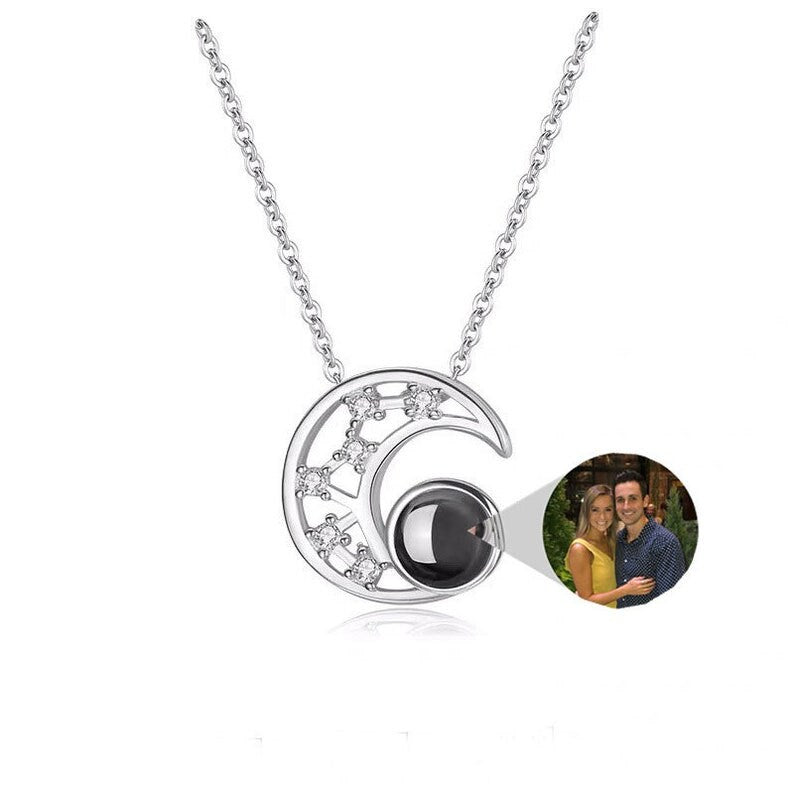 Custom Moon Photo Projection Necklace 