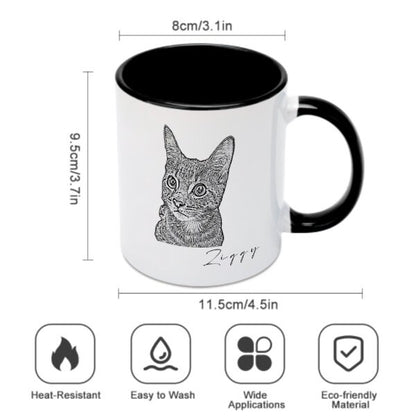 Custom Coffee Mug with Pet Sketch Portrait