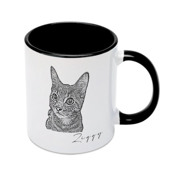 Custom Coffee Mug with Pet Sketch Portrait