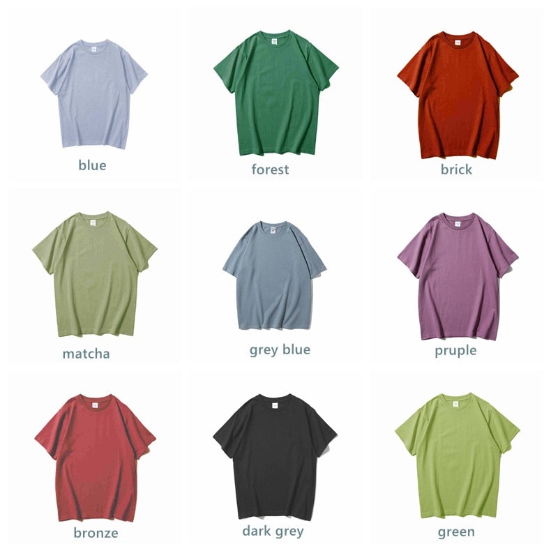 T shirt color chart