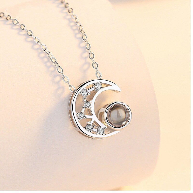 Custom Moon Photo Projection Necklace 