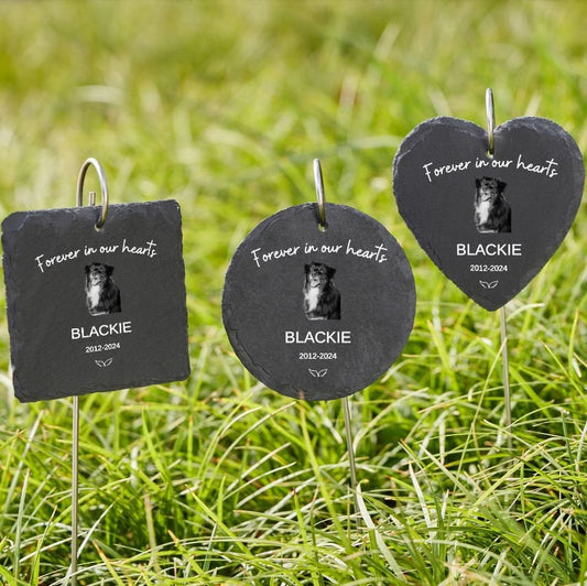 Custom Pet Memorial Photo Name Stone