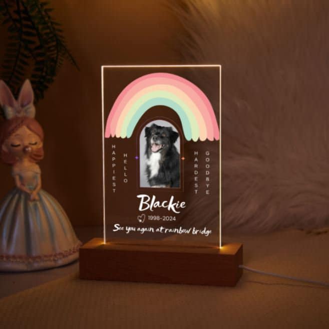 Custom Pet Photo Night Light Pet Memorial Plaque